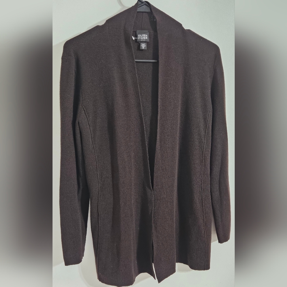 Eileen Fisher Taupe 100% merino Wool  Cardigan Sweater SZ PP(2p-4p)